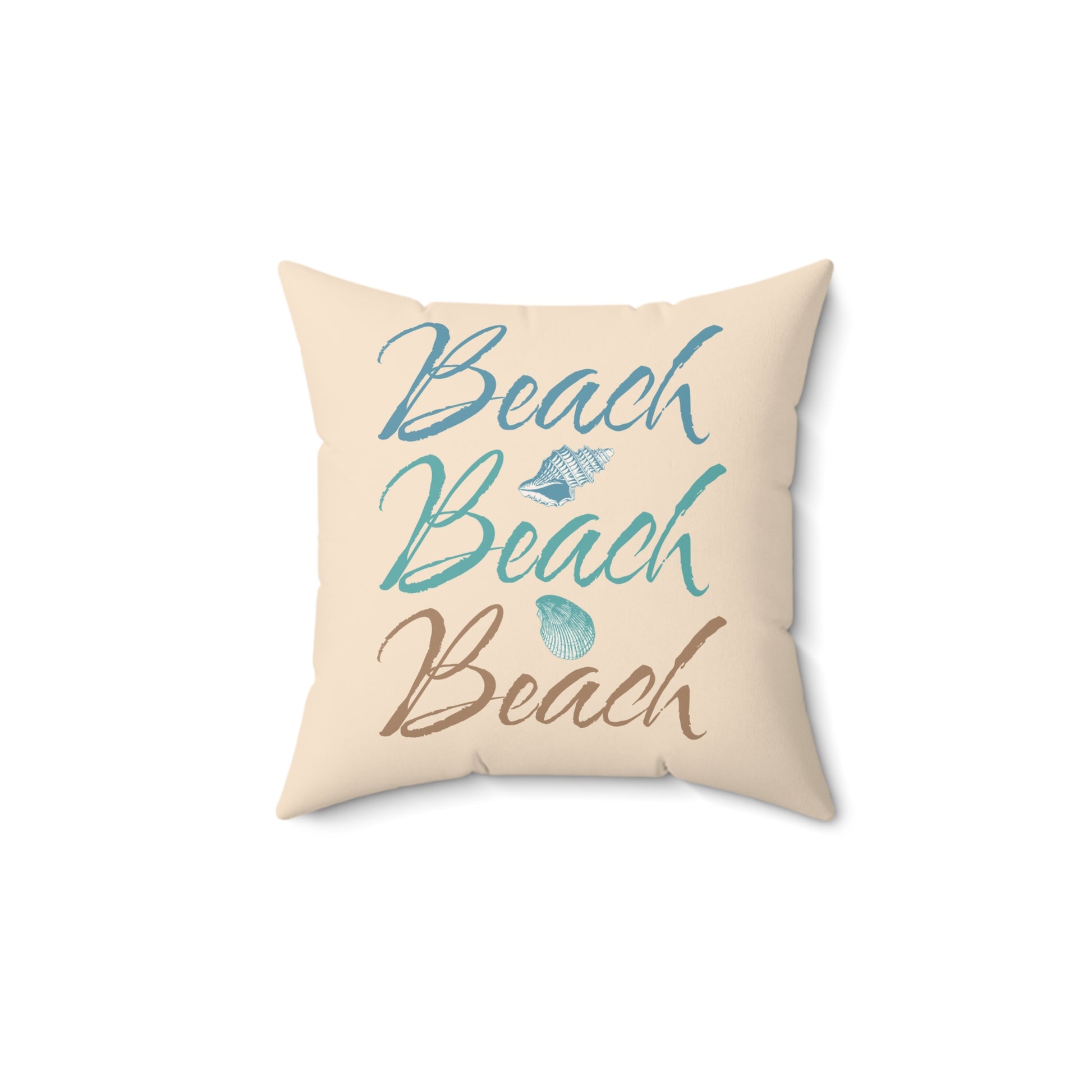 Beach Beach Beach Spun Polyester Square Pillow on Caribbean Rays