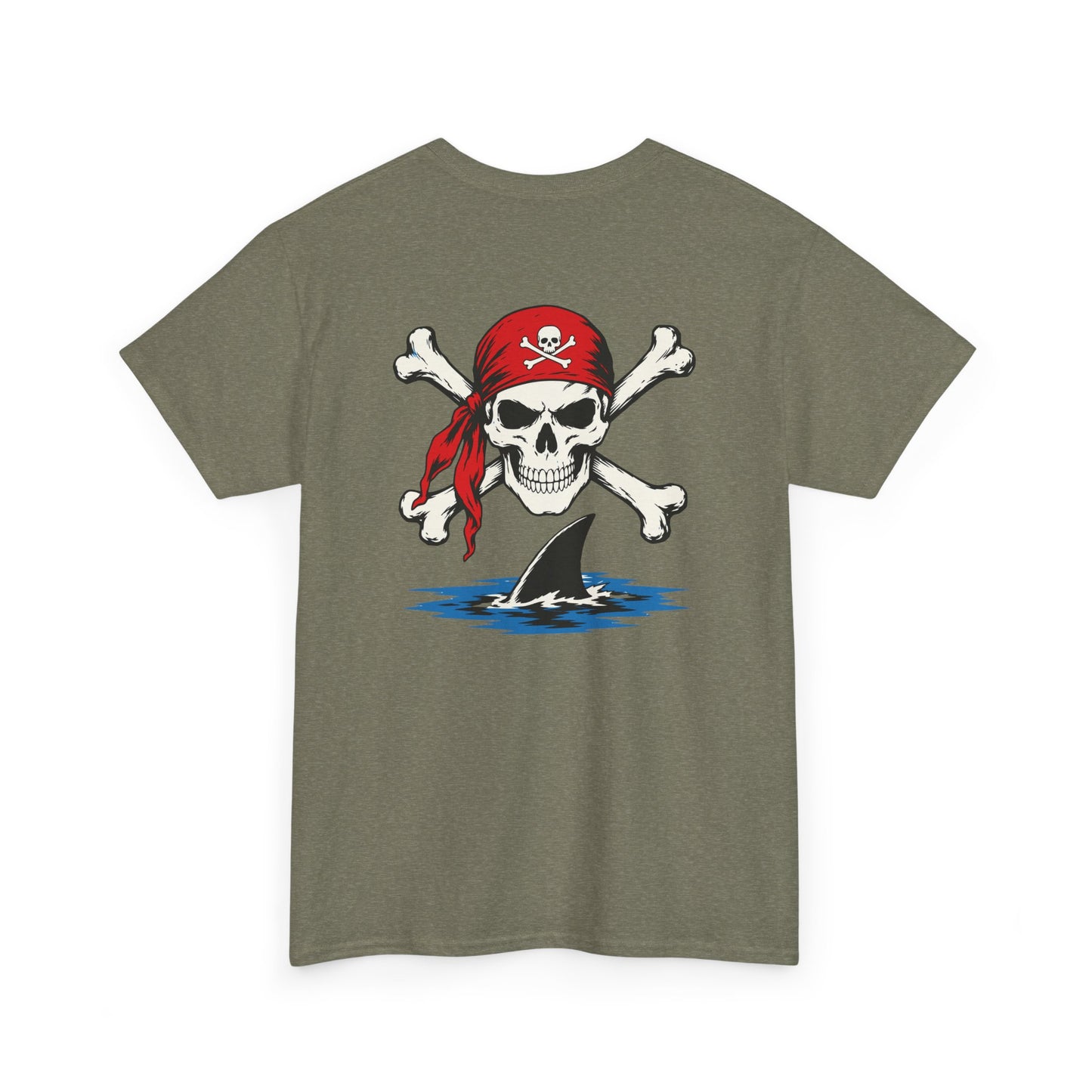 Pirate Skull & Shark Fin T-Shirt — Nautical Skull Crossbones Tee