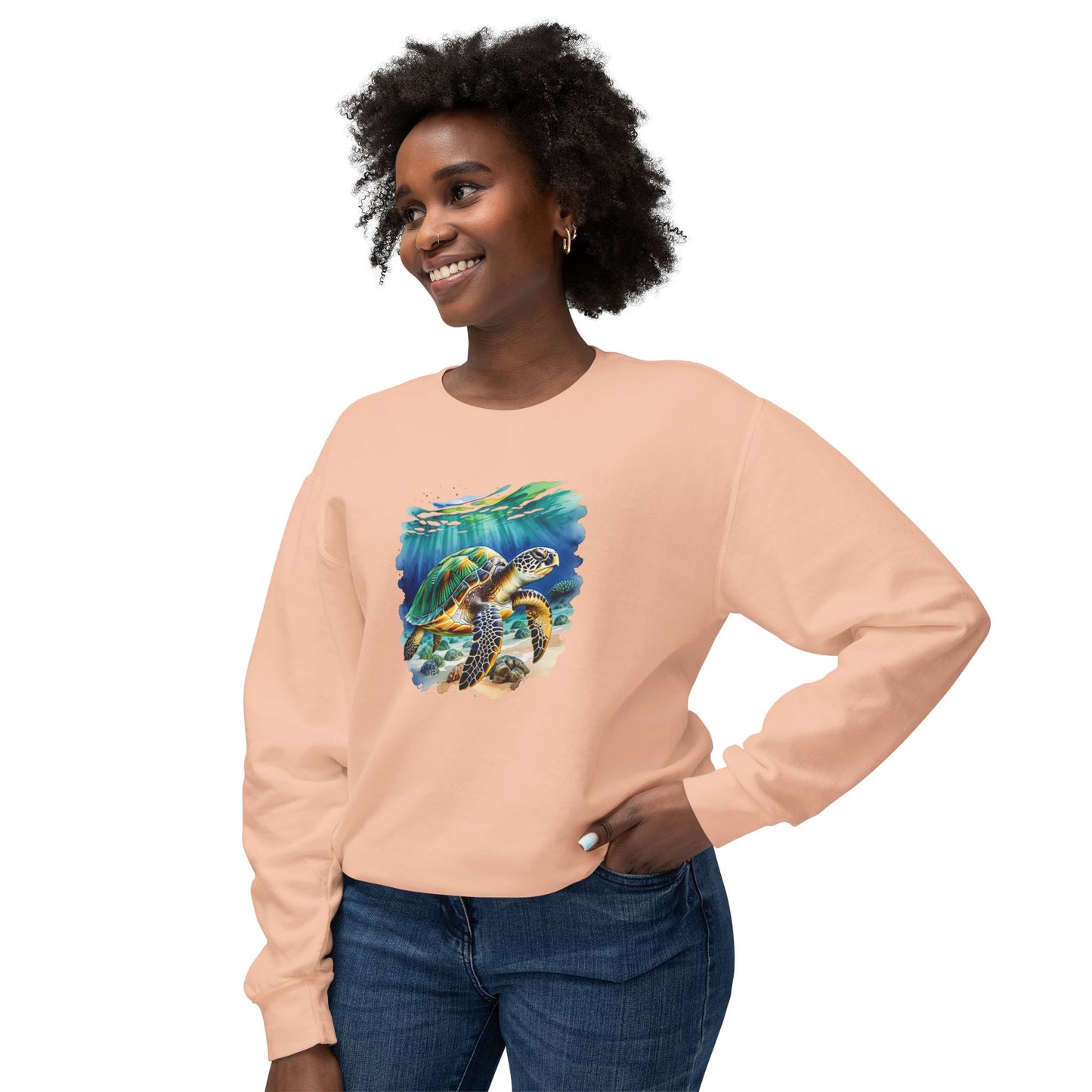 Ocean Turtle Unisex Lightweight Crewneck Sweatshirt