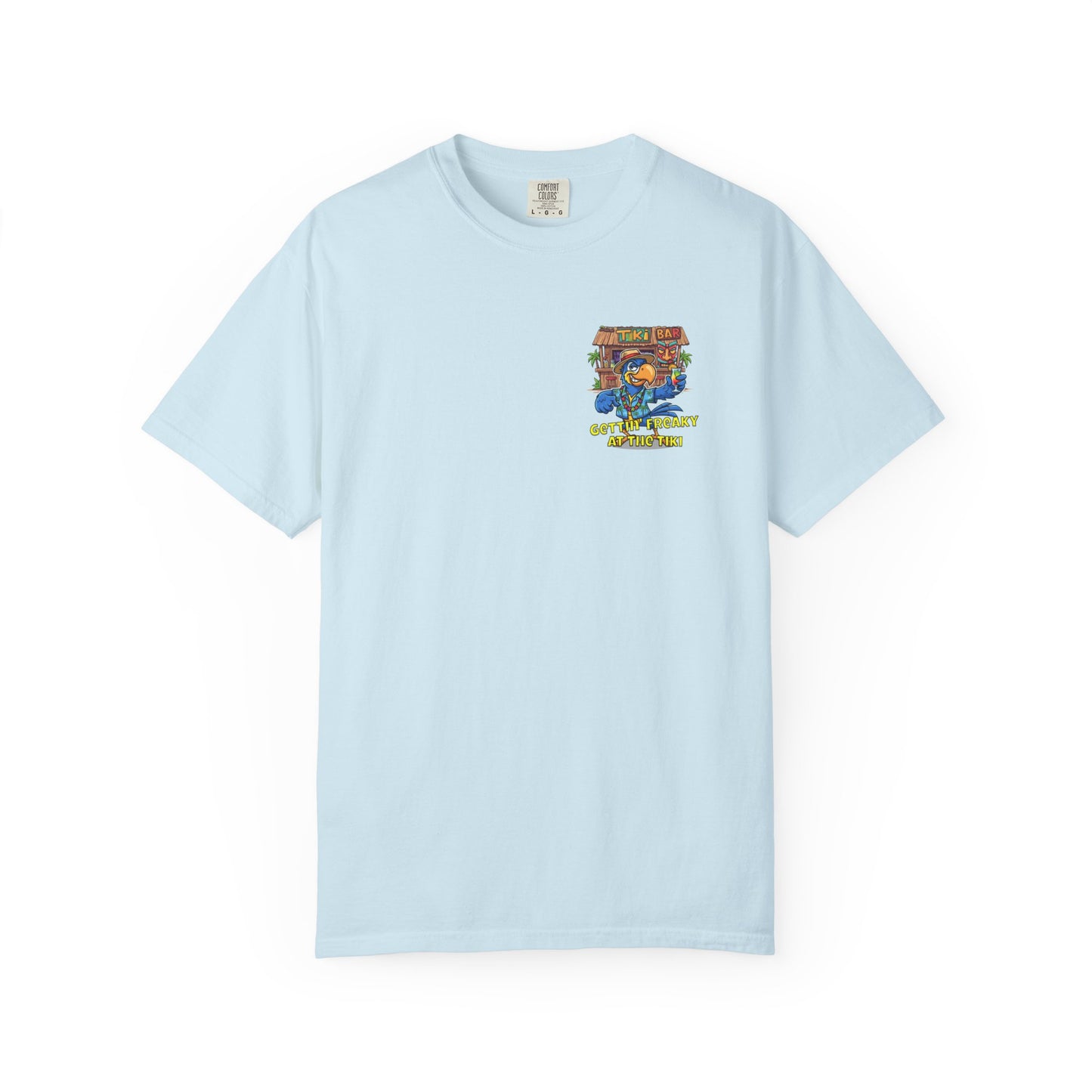 Gettin' Freaky at the Tiki Dancing Parrot Comfort Colors T-shirt