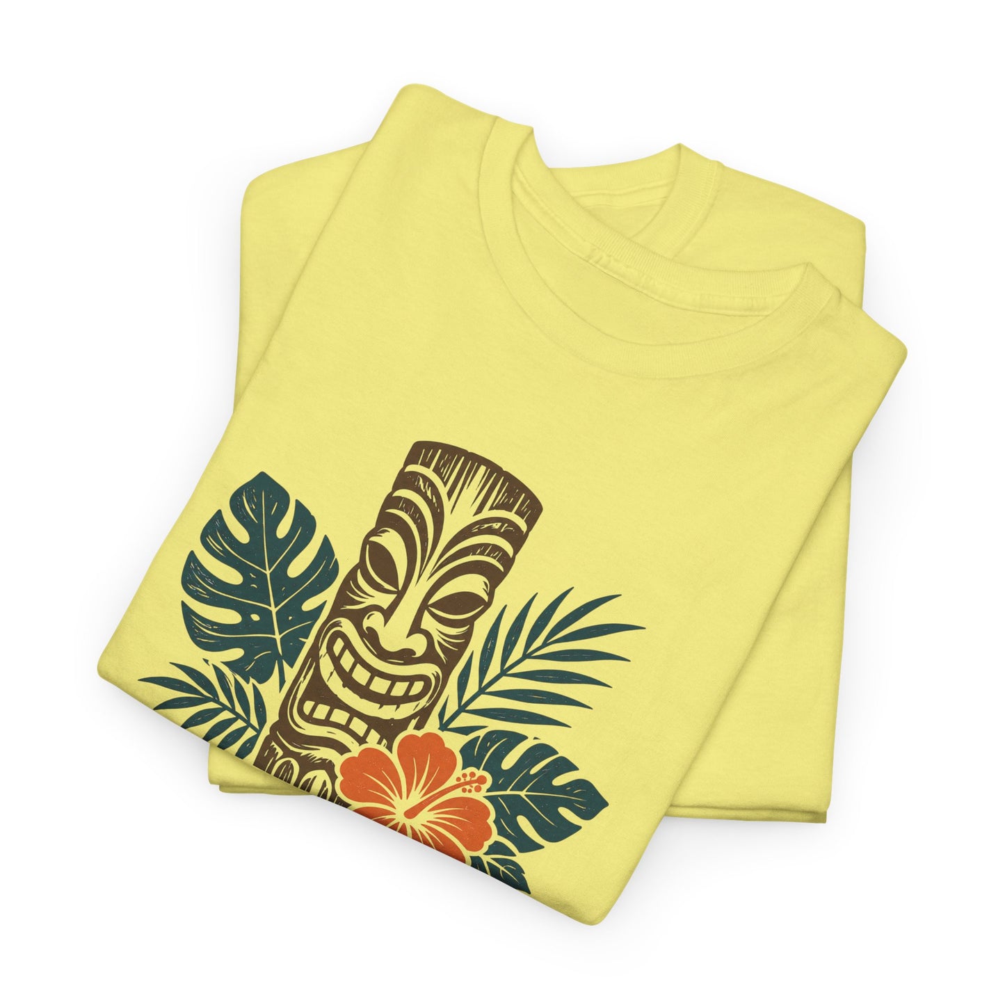 Island State of Mind T-Shirt — Tropical Tiki Tee with Hibiscus & Palm Leaves