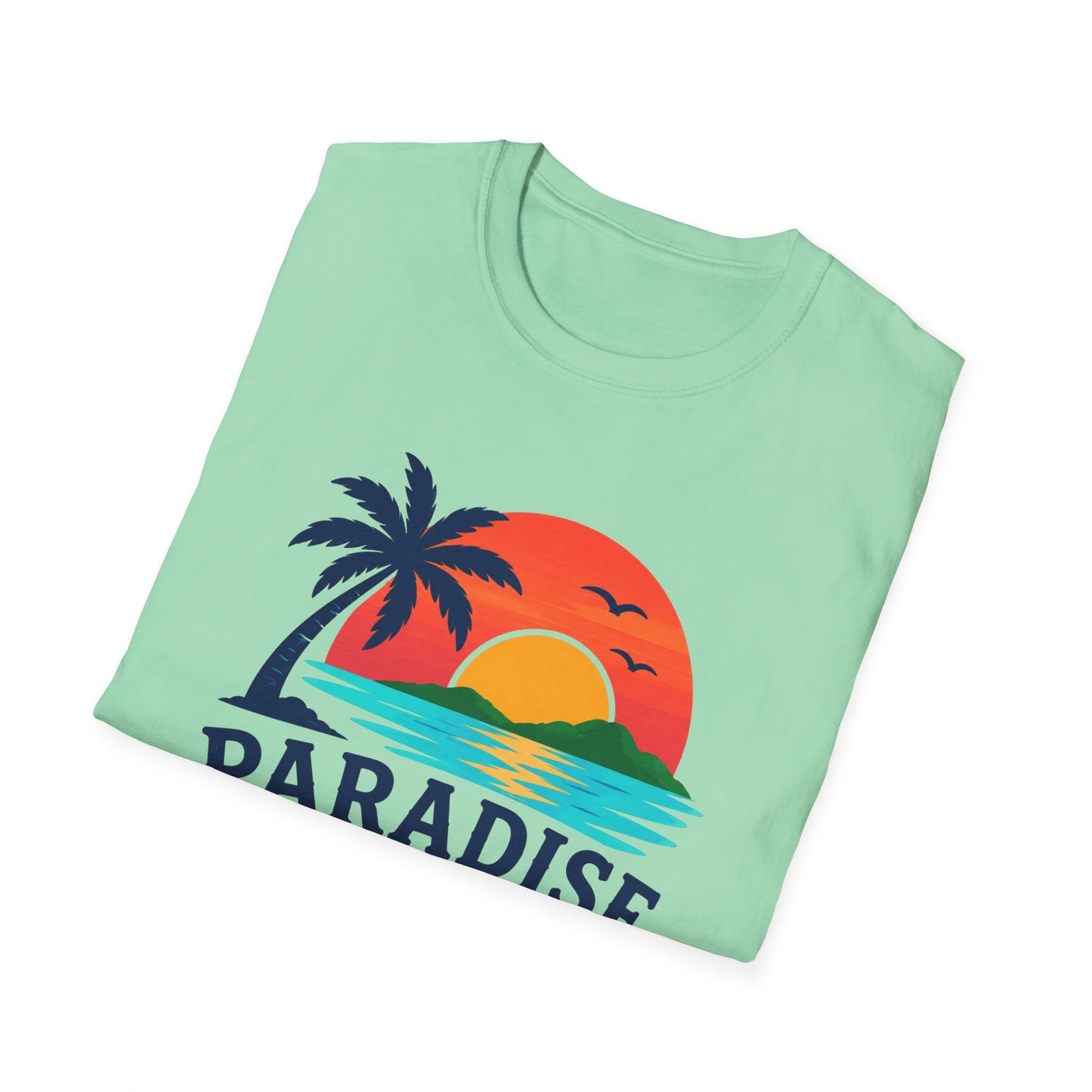 Paradise Found T‑Shirt — Retro Sunset Palm Beach Tee