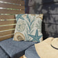 Coastal Shells Outdoor Pillow — Nautical Starfish & Seaweed Patio Cushion