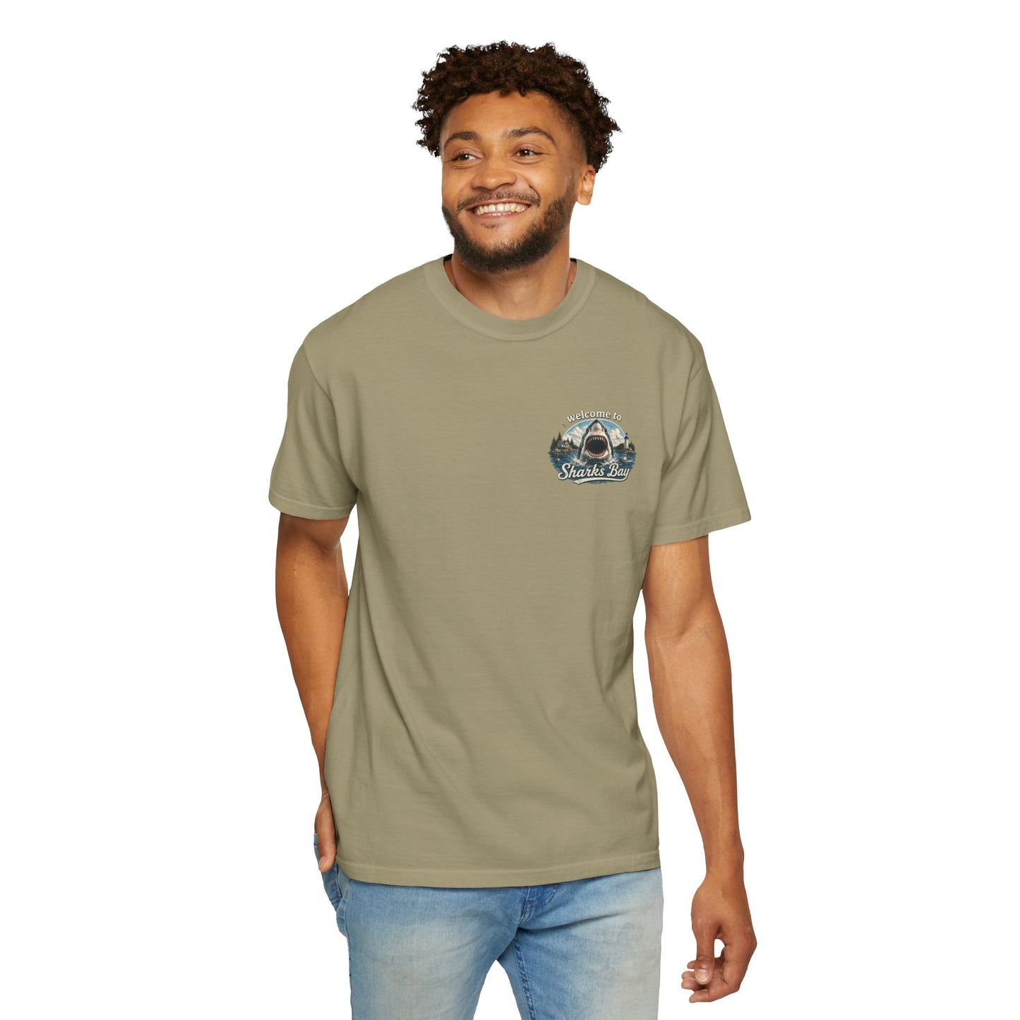 Sharks Bay T-Shirt — "Welcome to Sharks Bay" Vintage Shark Graphic Tee