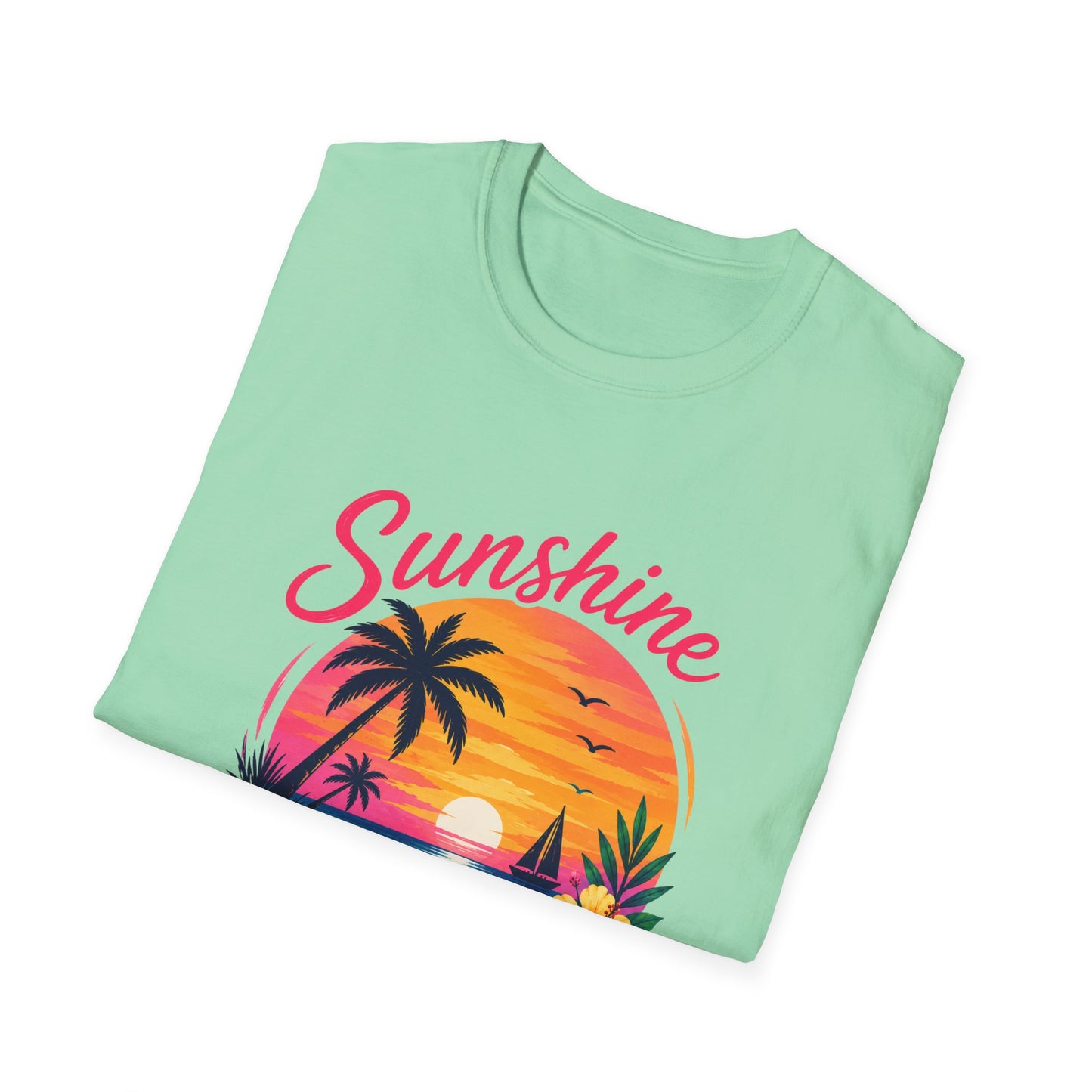 Sunshine and Sea T-Shirt — Tropical Palm Beach Sunset Tee