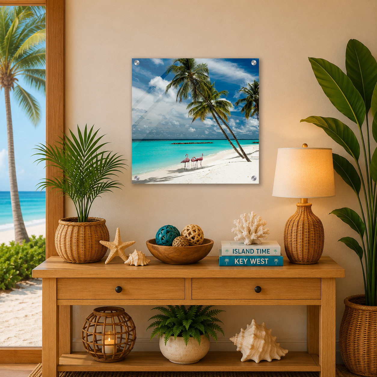 Flamingos on Vacation Acrylic Wall Print