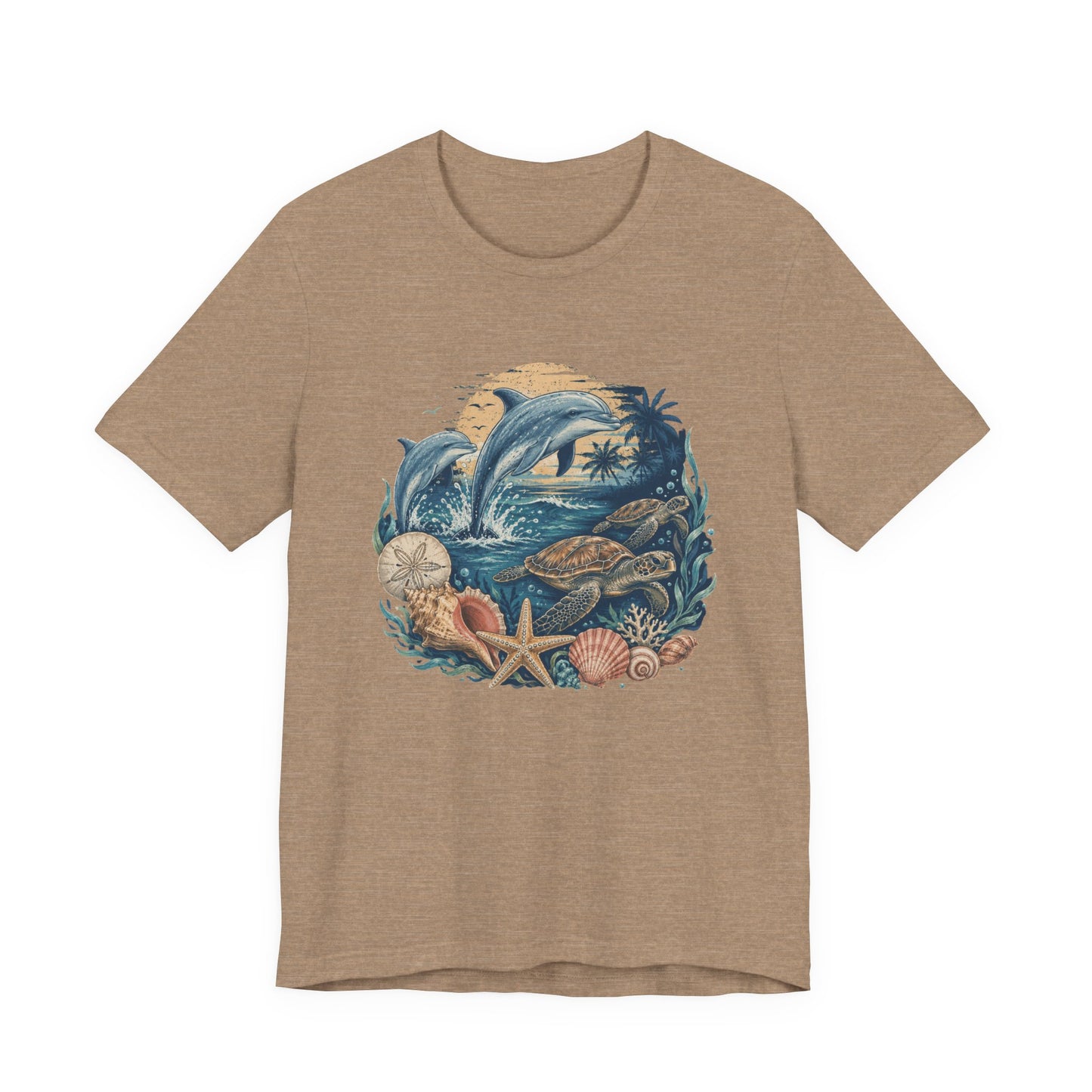Ocean Life Tee — Vintage Dolphin & Seashell Beach Shirt