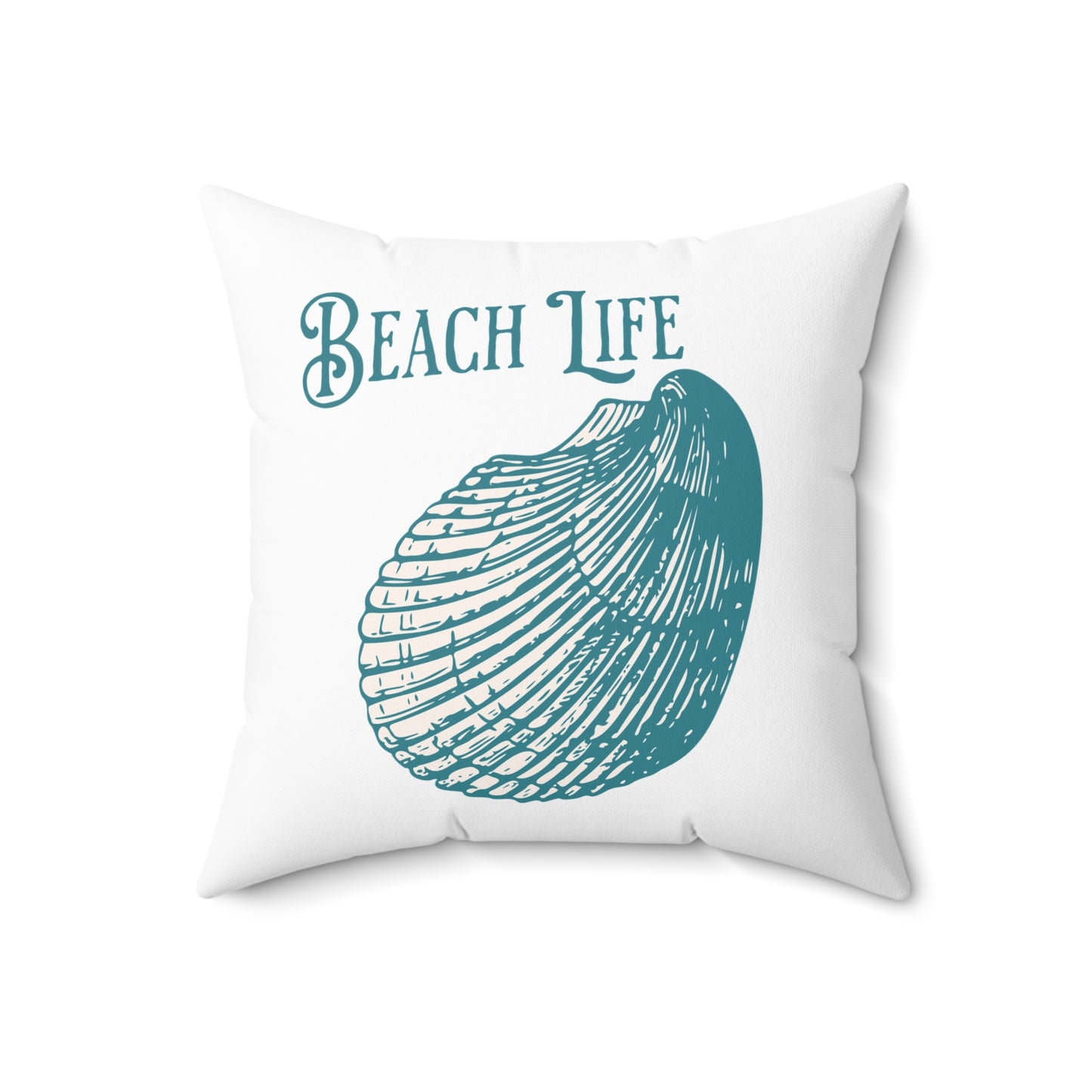 Beach Life Sea Shell Aqua Spun Polyester Square Pillow