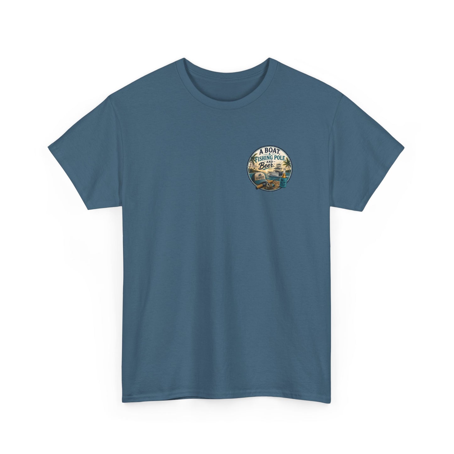 T-Shirt — "A Boat, Fishing Pole and Beer" Vintage Fishing Graphic Tee