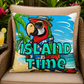 Island Time Outdoor Pillow — Tropical Parrot Beach Decor