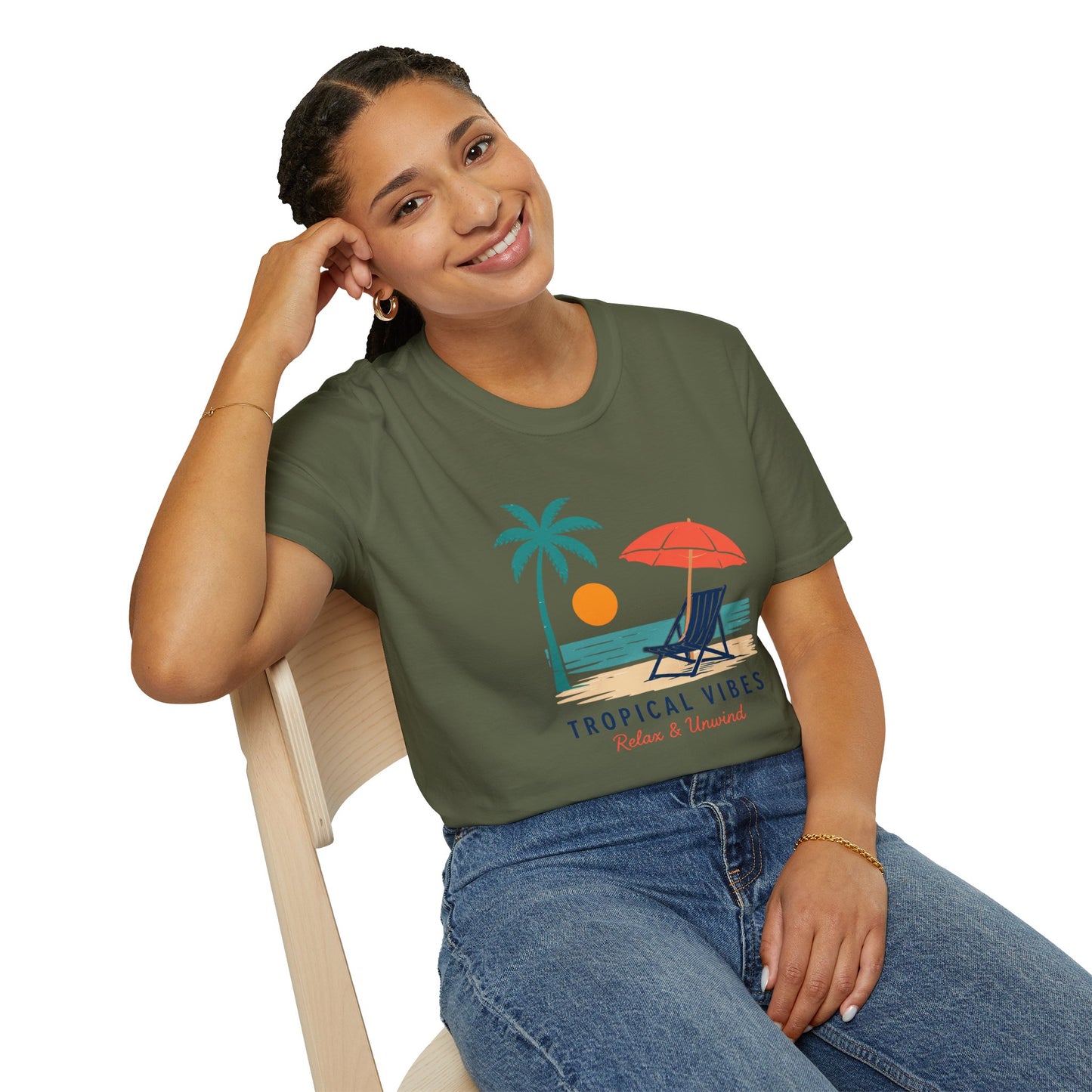 Tropical Vibes Beach Scene Tee (Relax & Unwind)