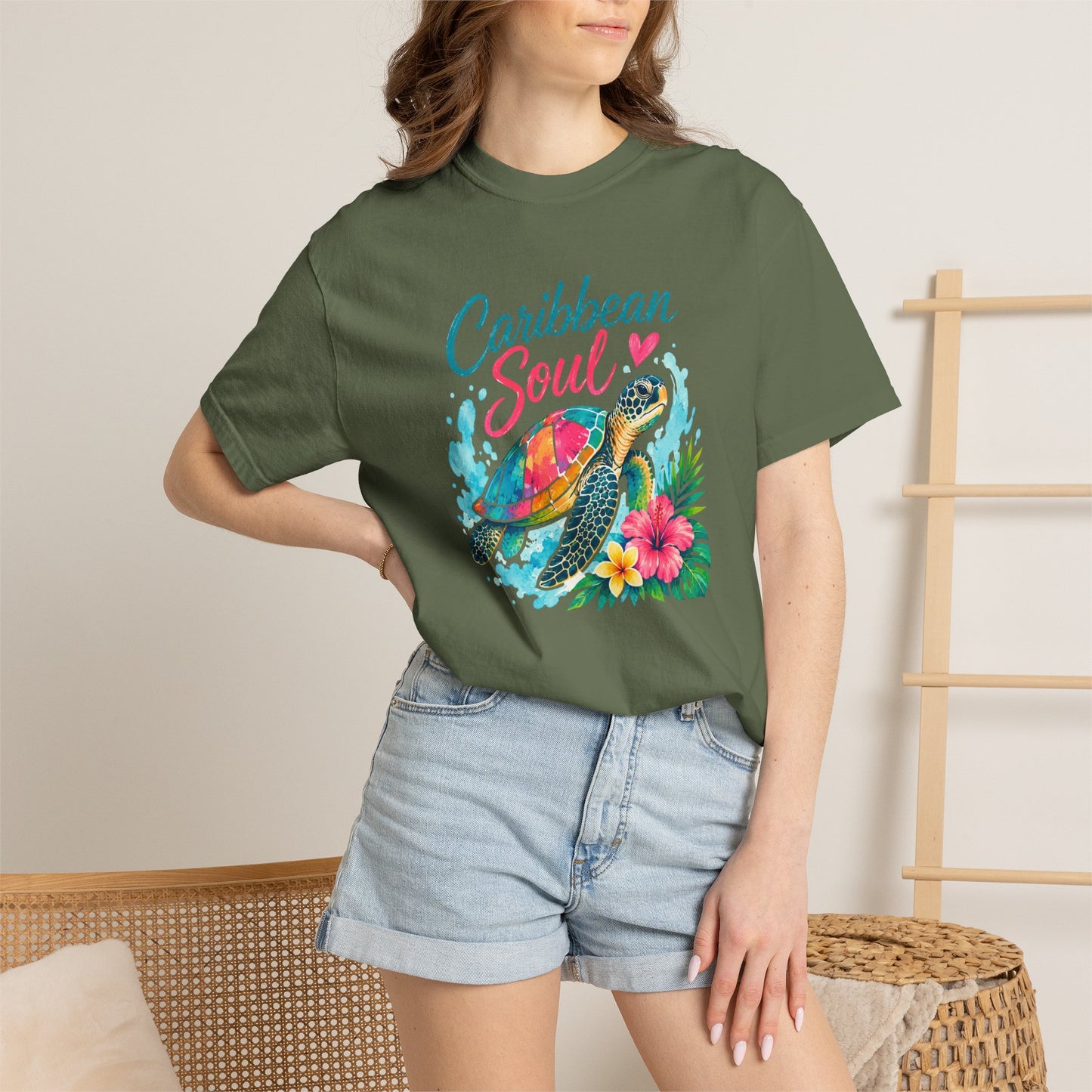 Caribbean Soul T-Shirt — Sea Turtle Floral Tropical Tee