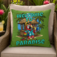 Welcome to Paradise Outdoor Pillow — Tropical Parrot Tiki Bar Throw Pillow for Patio & Pool