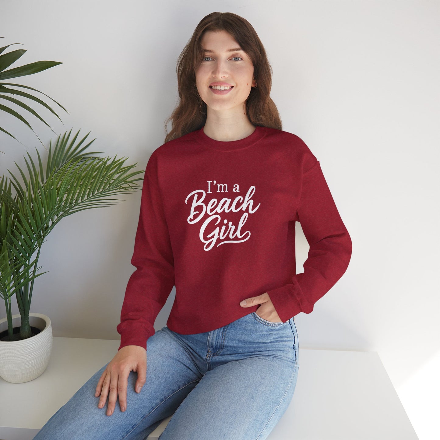 Beach Girl Sweatshirt — "I'm a Beach Girl" Cozy Crewneck