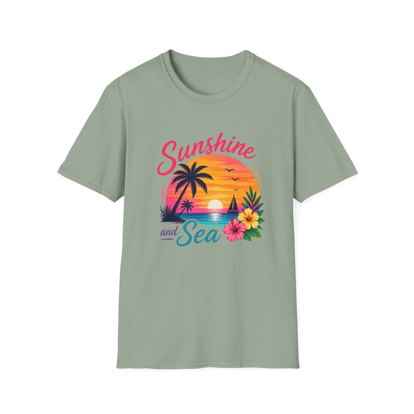 Sunshine and Sea T-Shirt — Tropical Palm Beach Sunset Tee