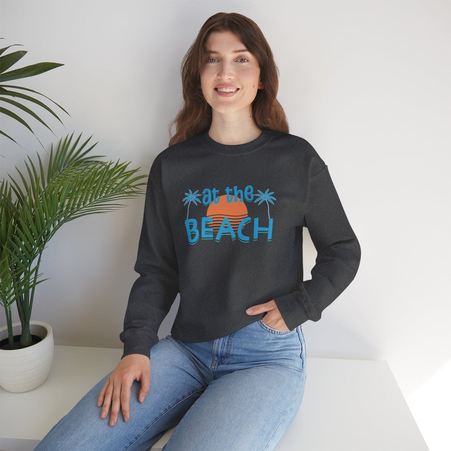 At the Beach Unisex Crewneck Sweatshirt - Summer Vibes, Casual Comfort