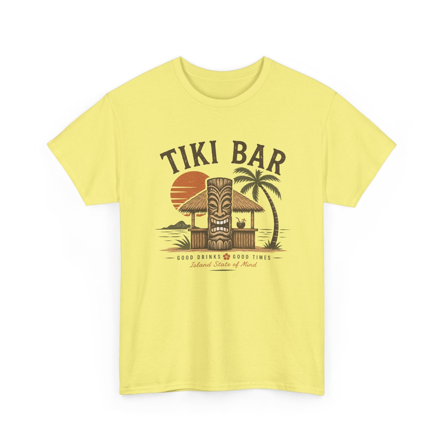 Tiki Bar Vintage Sunset Tee — Tropical Luau Beach Shirt