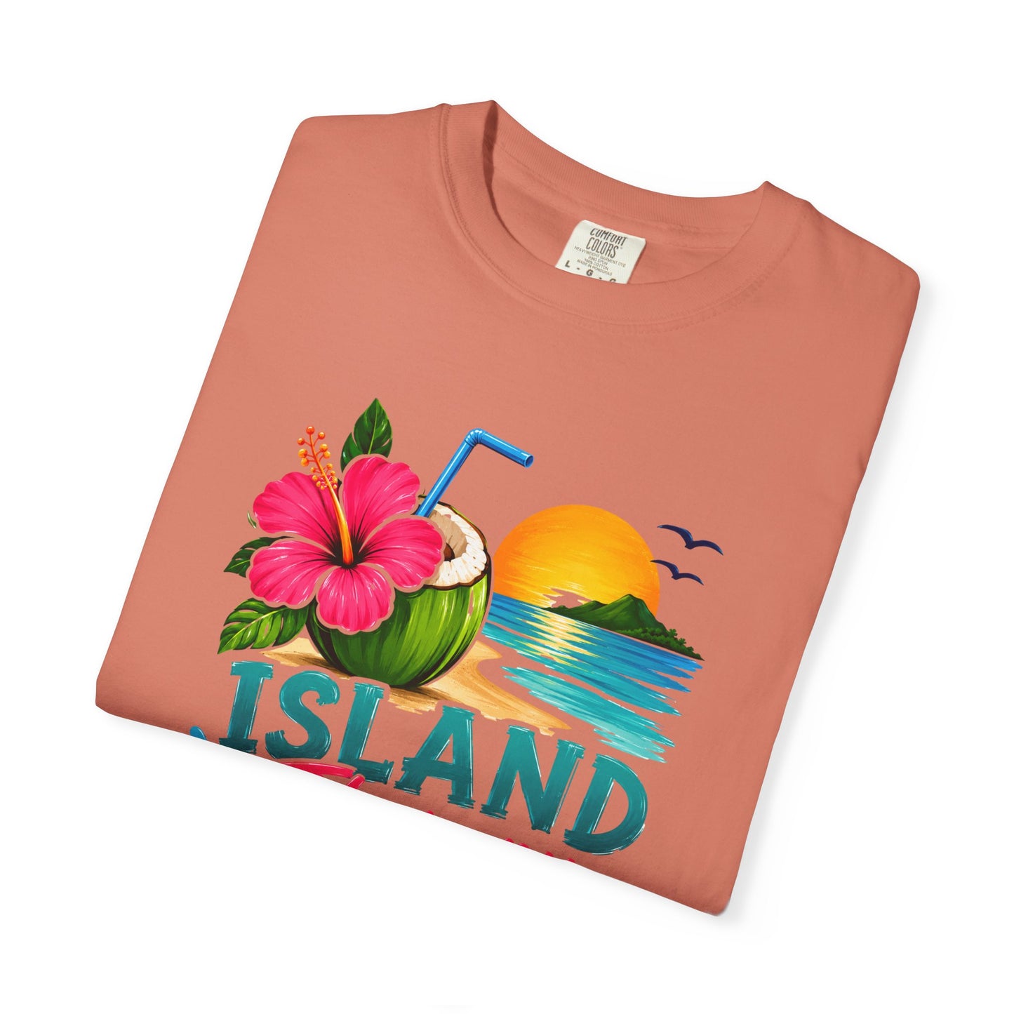 Island Therapy T‑Shirt — Tropical Sunset Coconut Drink Beach Tee