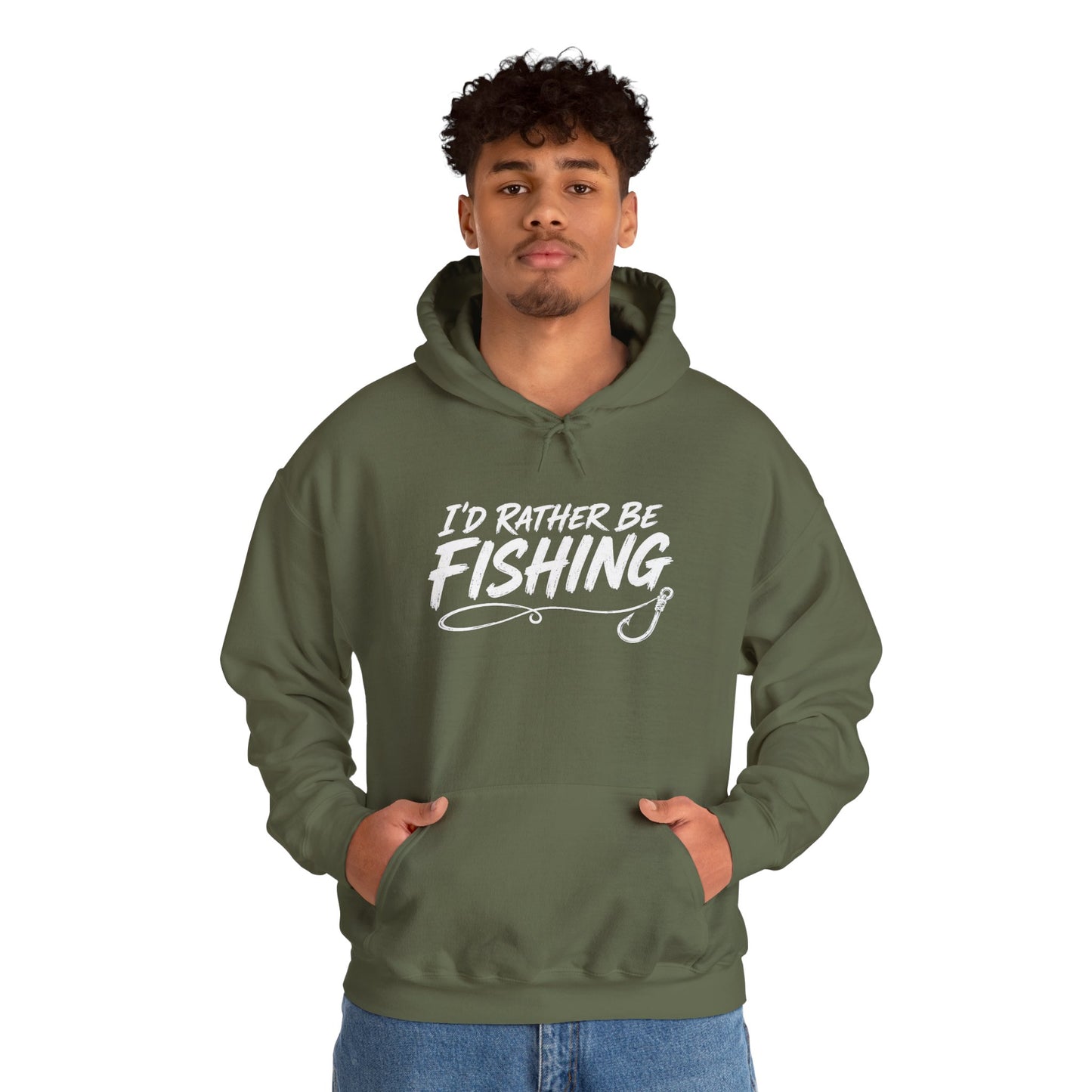 Fishing Hoodie – "I'd Rather Be Fishing" Graphic Pullover for Anglers