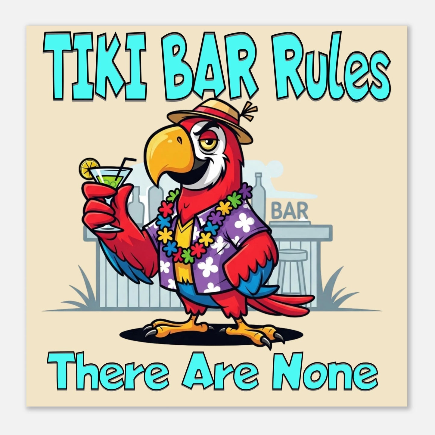 Tiki Bar Rules Aluminum Wall Print at Caribbean Rays