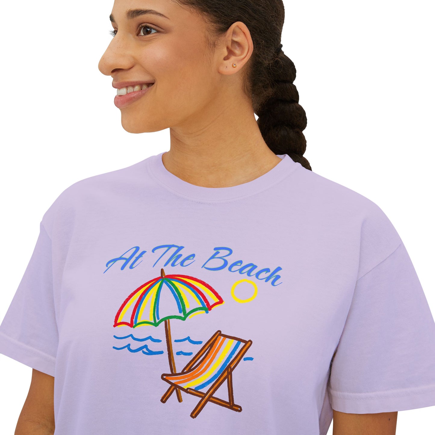All The Beach Women's Boxy Tee – Beach Umbrella & Chair Summer Shirt