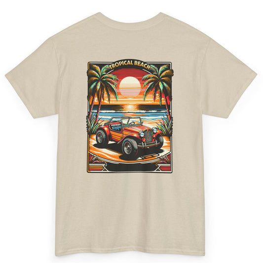 Tropical Beach Graphic Tee, Unisex Heavy Cotton T-Shirt, at Caribbean Rays