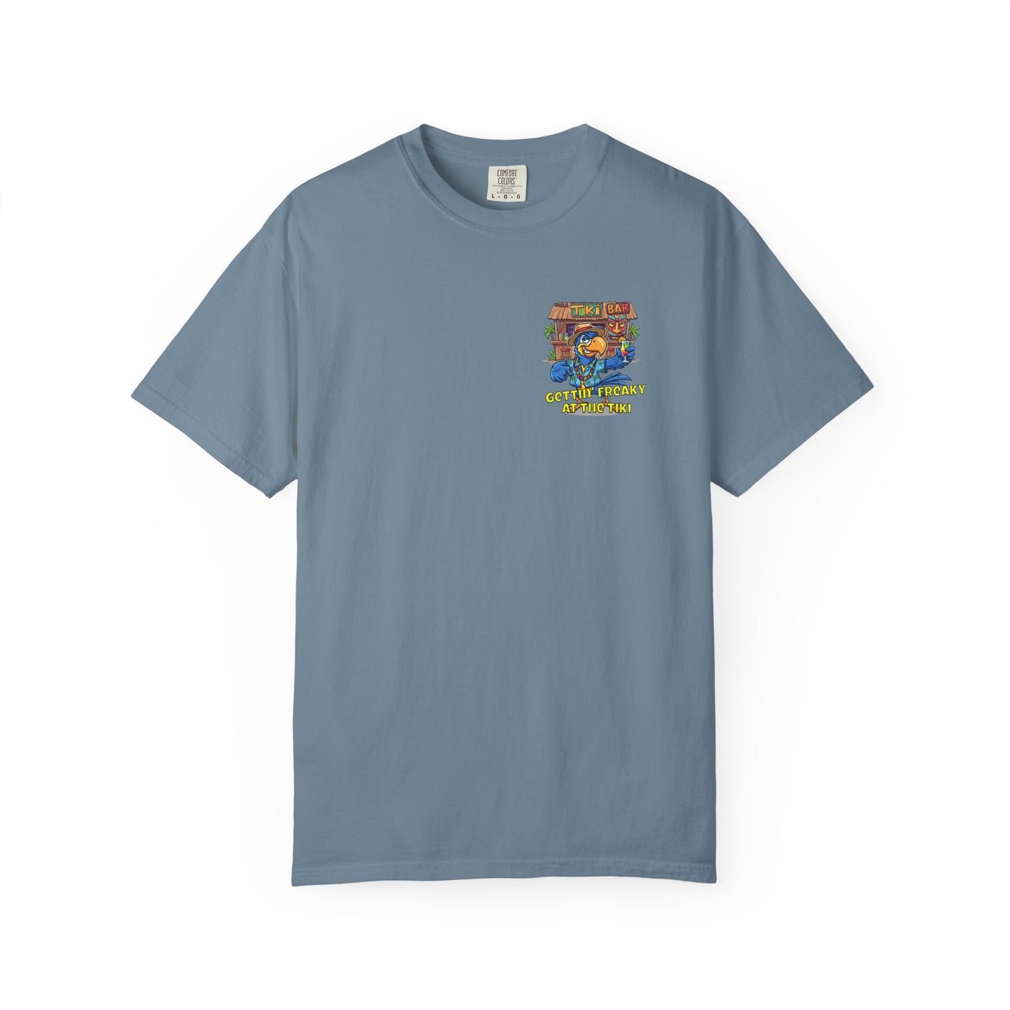 Gettin' Freaky at the Tiki Dancing Parrot Comfort Colors T-shirt