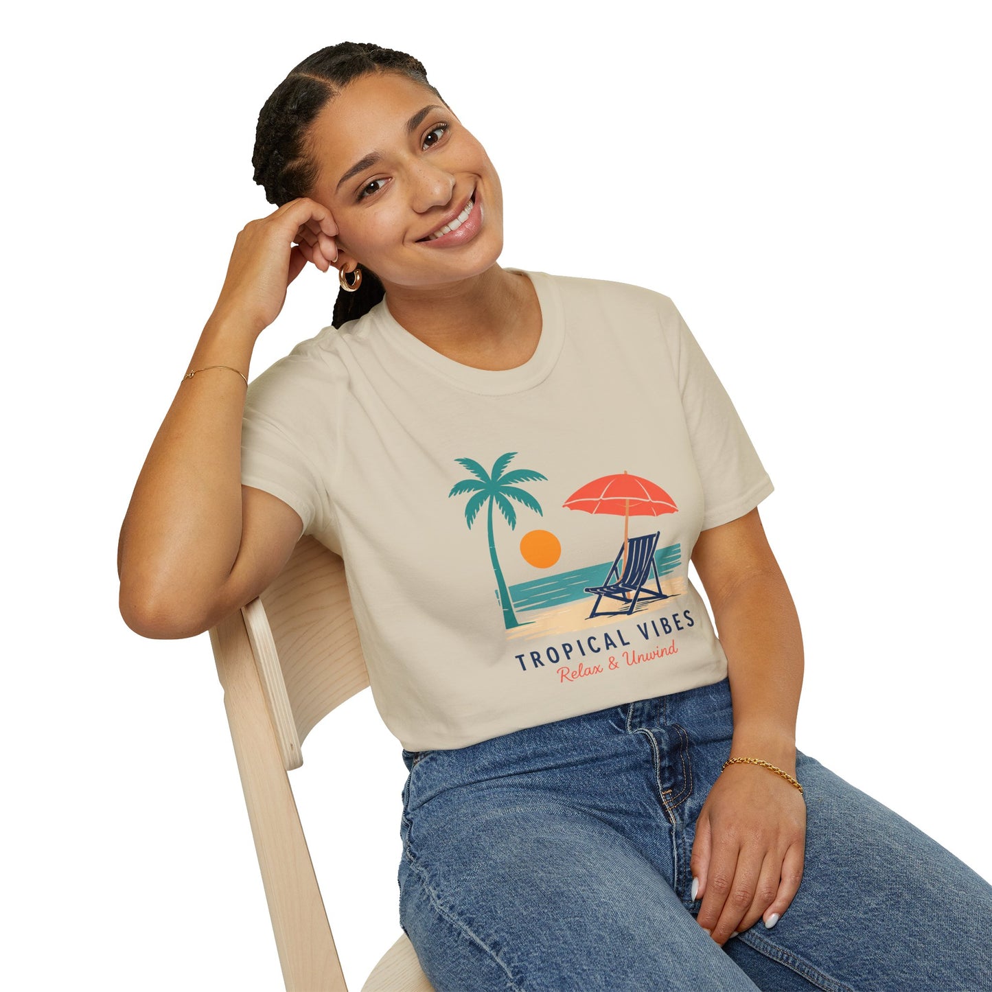 Tropical Vibes Beach Scene Tee (Relax & Unwind)