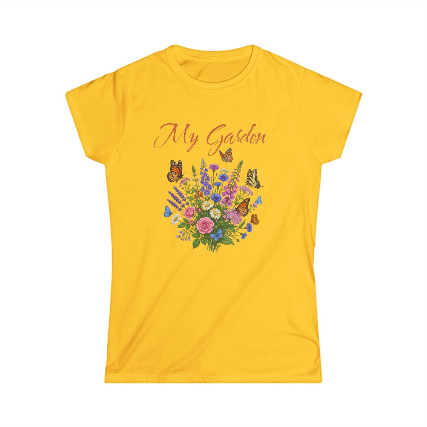 My Garden Floral Tee — Women's Bouquet & Butterflies Spring Shirt at Caribbean Rays