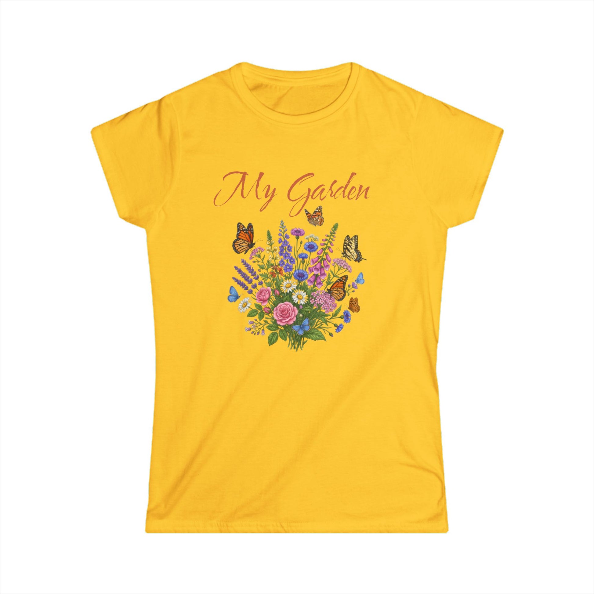 My Garden Floral Tee — Women's Bouquet & Butterflies Spring Shirt at Caribbean Rays