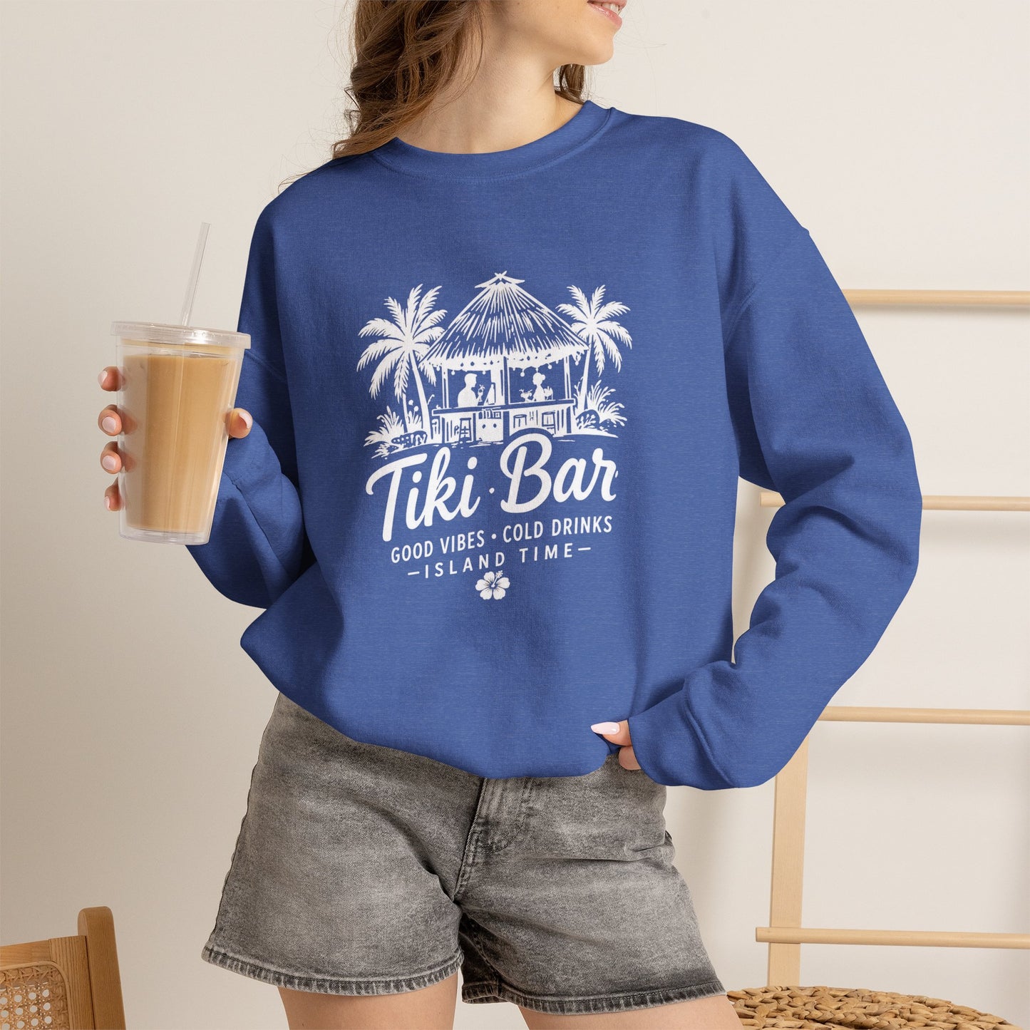 Tiki Bar Crewneck Sweatshirt – Island Vibes Graphic Pullover