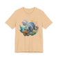 Beige t-shirt with an underwater scene featuring a fish and coral on a white background by Caribbean Rays