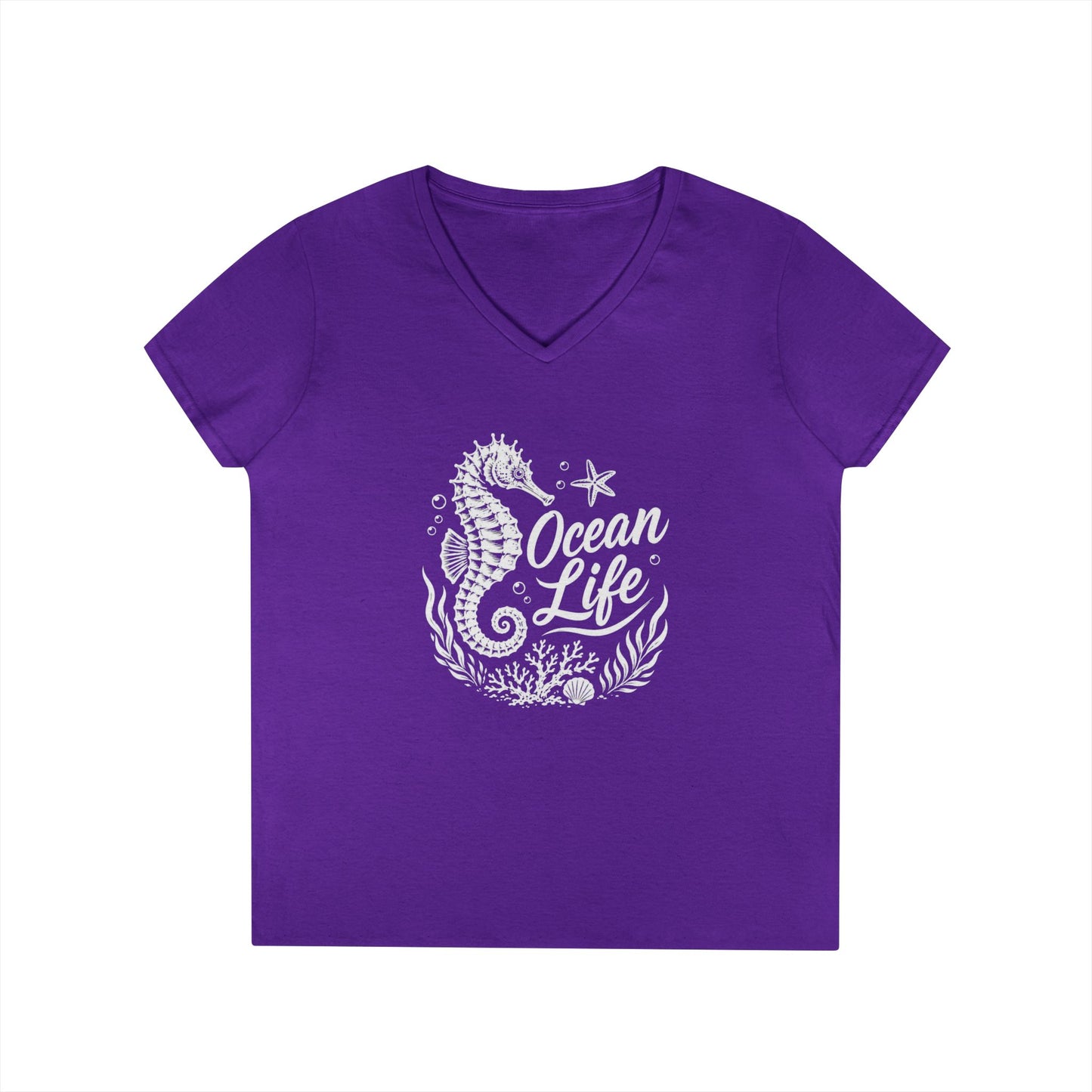 Ocean Life Seahorse V-Neck Tee