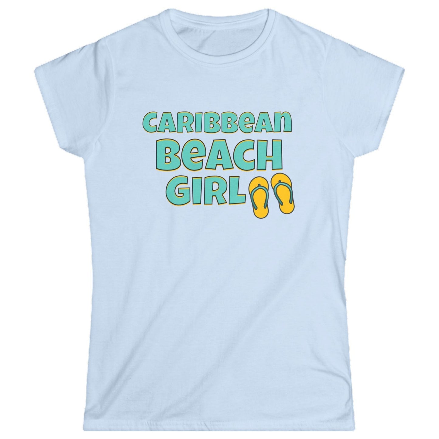Caribbean Beach Girl T-Shirt — Women's Vacation Flip-Flop Tee