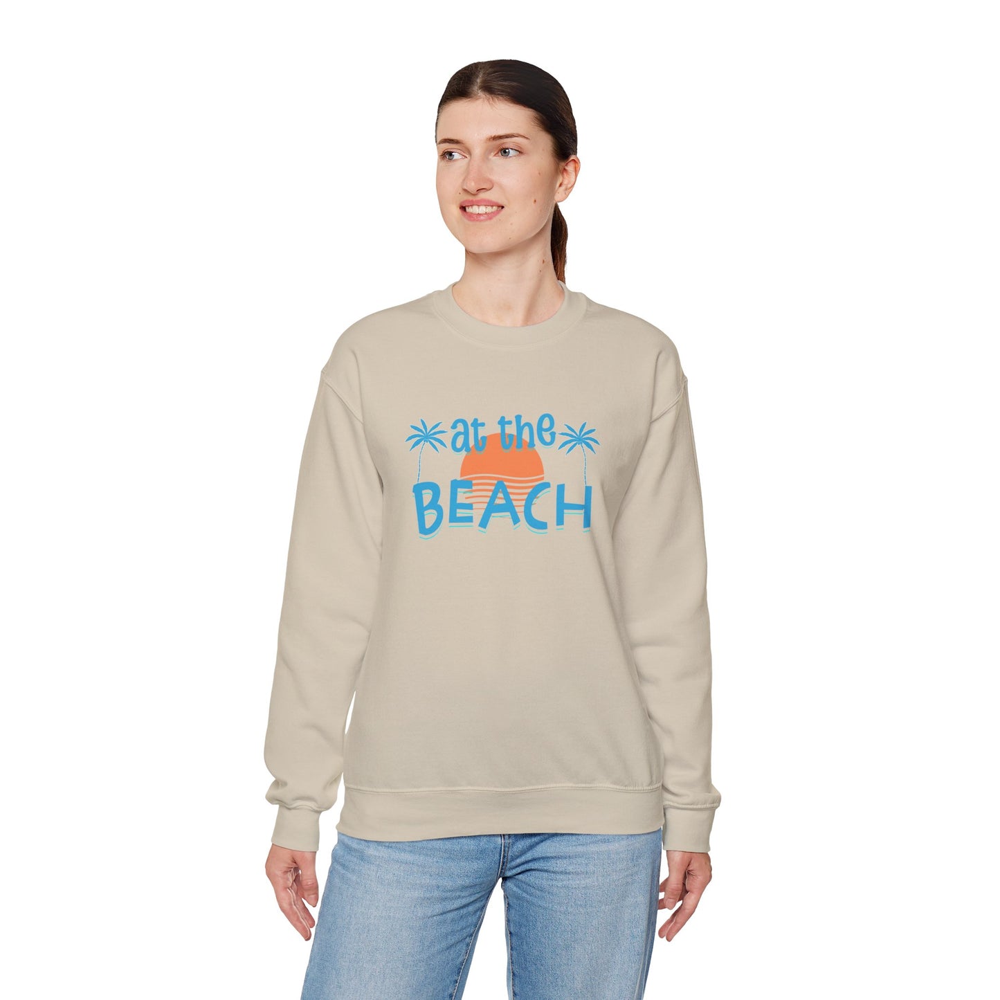 At the Beach Unisex Crewneck Sweatshirt - Summer Vibes, Casual Comfort