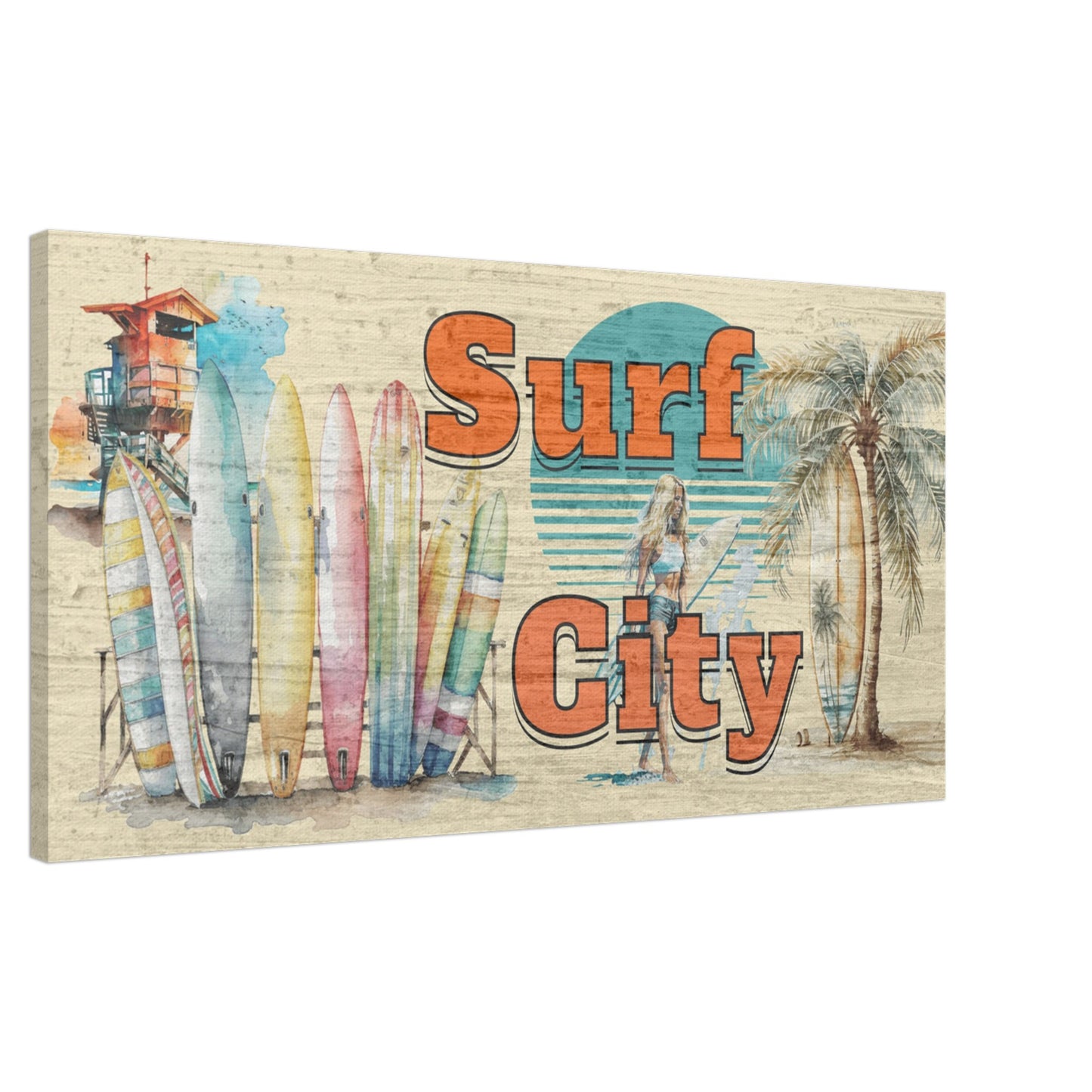 Surf City Large Canvas Wall Print Caribbean Ra