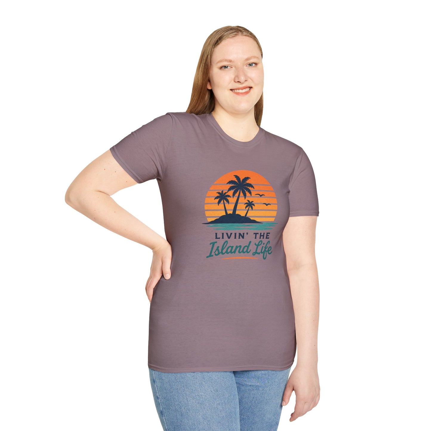 Island Life T-Shirt — "Livin' The Island Life" Retro Palm Sunset Tee