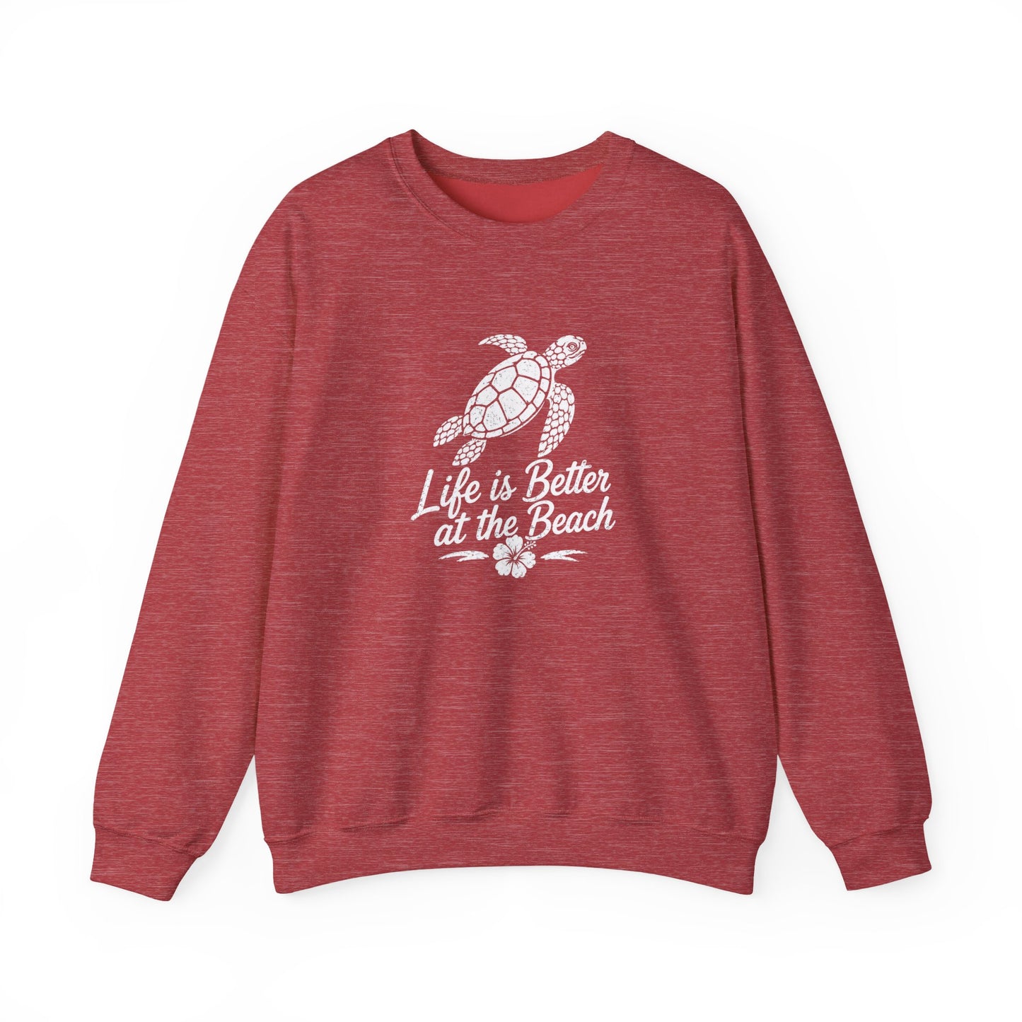 Beach Turtle Crewneck Sweatshirt — "Life is Better at the Beach"