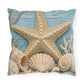 Coastal Starfish Outdoor Pillow — Beach Seashell Patio Cushion
