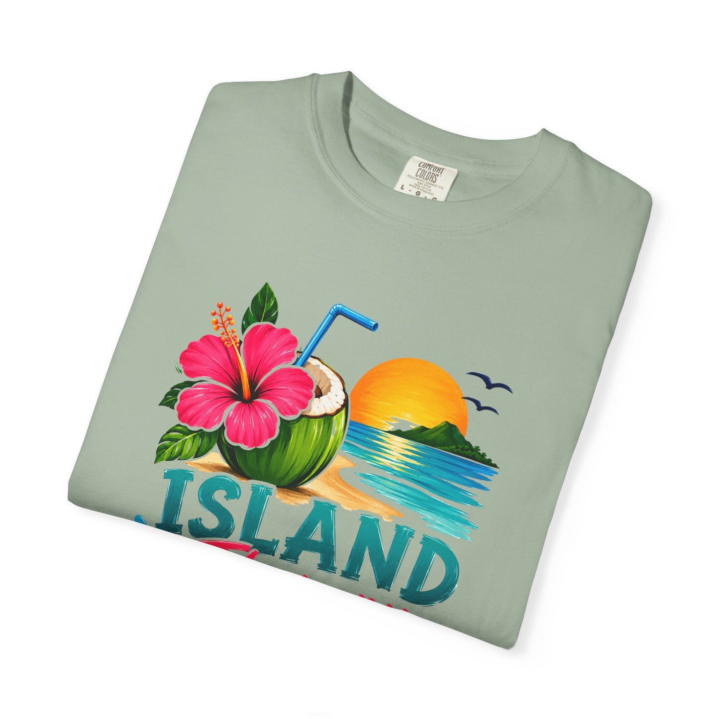 Island Therapy T‑Shirt — Tropical Sunset Coconut Drink Beach Tee