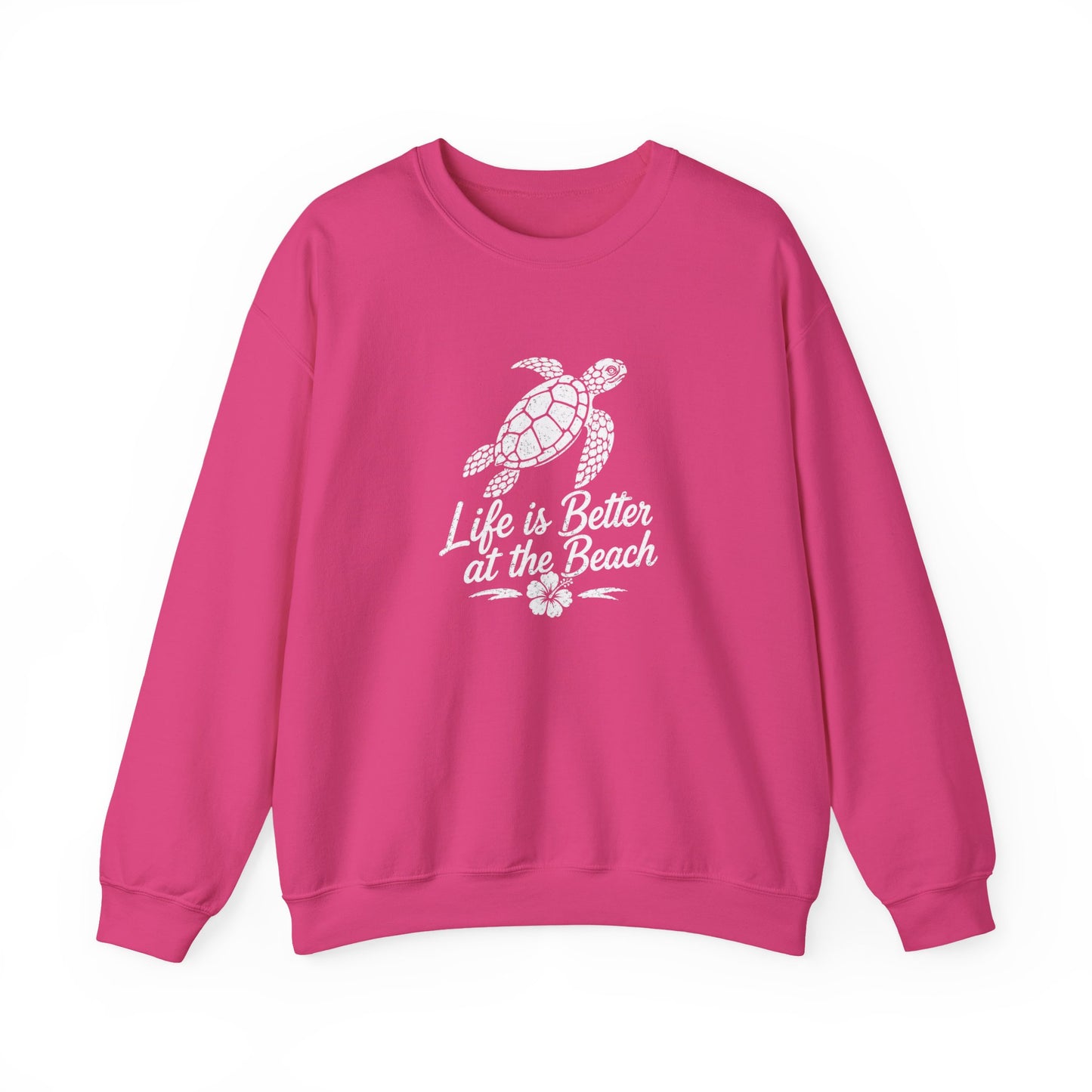 Beach Turtle Crewneck Sweatshirt — "Life is Better at the Beach"