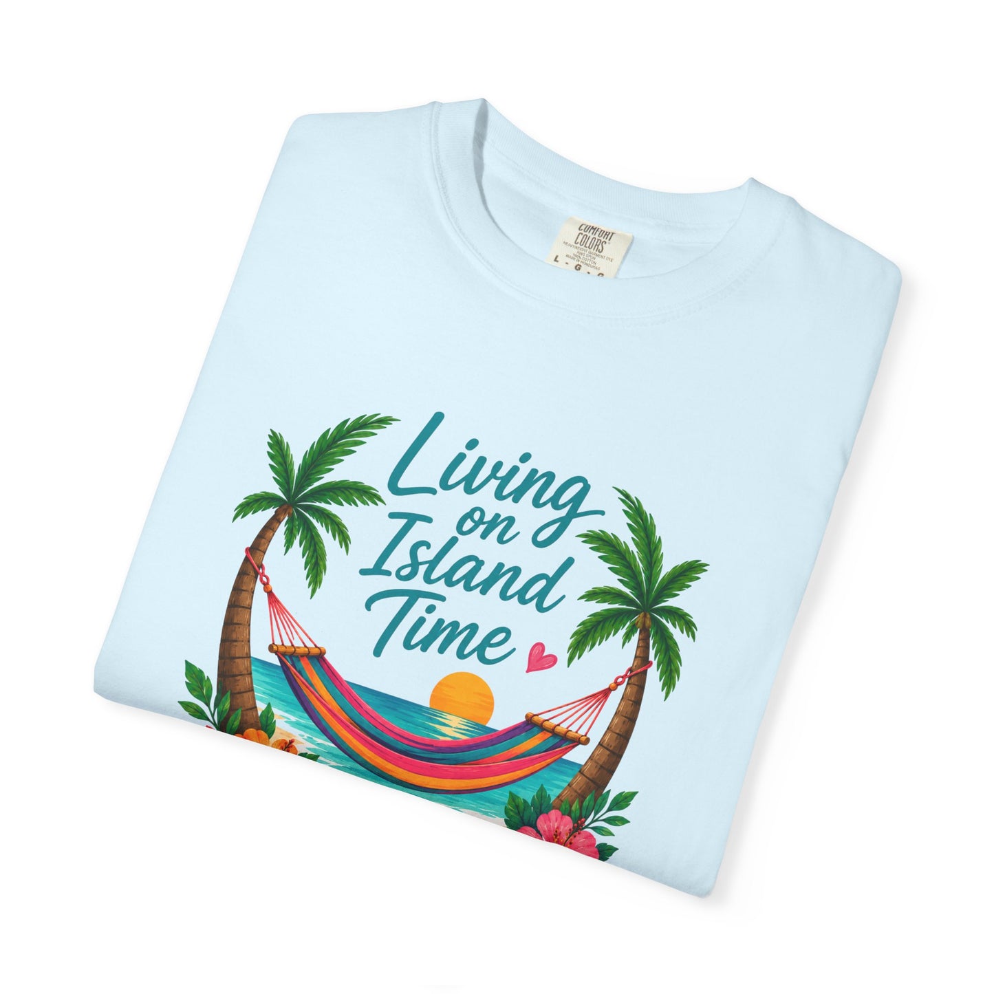 Island Time T-Shirt — "Living on Island Time" Tropical Hammock Tee