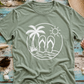 Beach Flip Flop Palm Circle Graphic Tee