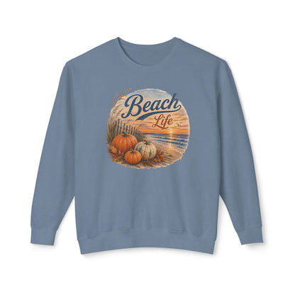 Beach Life Fall Pumpkin Lightweight Crewneck Sweatshirt