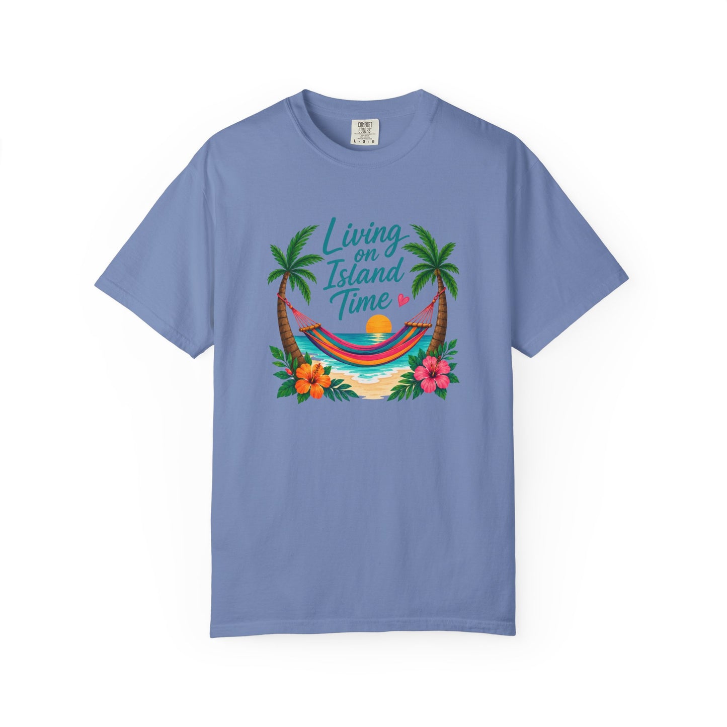 Island Time T-Shirt — "Living on Island Time" Tropical Hammock Tee