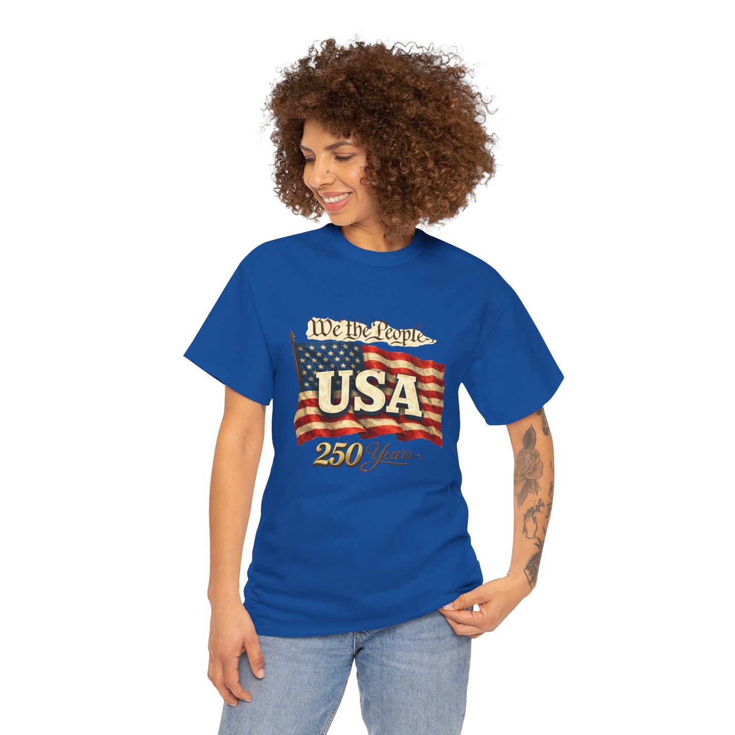 USA 250 Years Vintage Flag T-Shirt — "We the People" Patriotic Tee