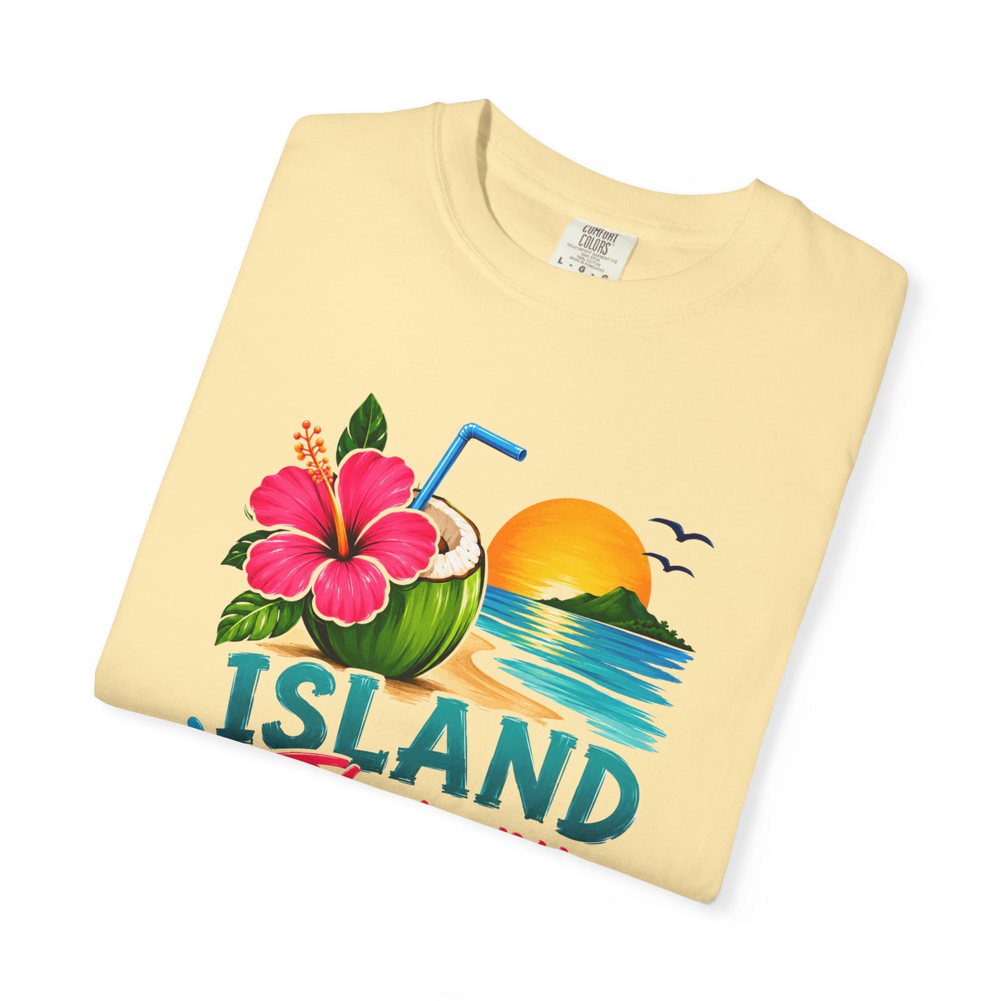 Island Therapy T‑Shirt — Tropical Sunset Coconut Drink Beach Tee