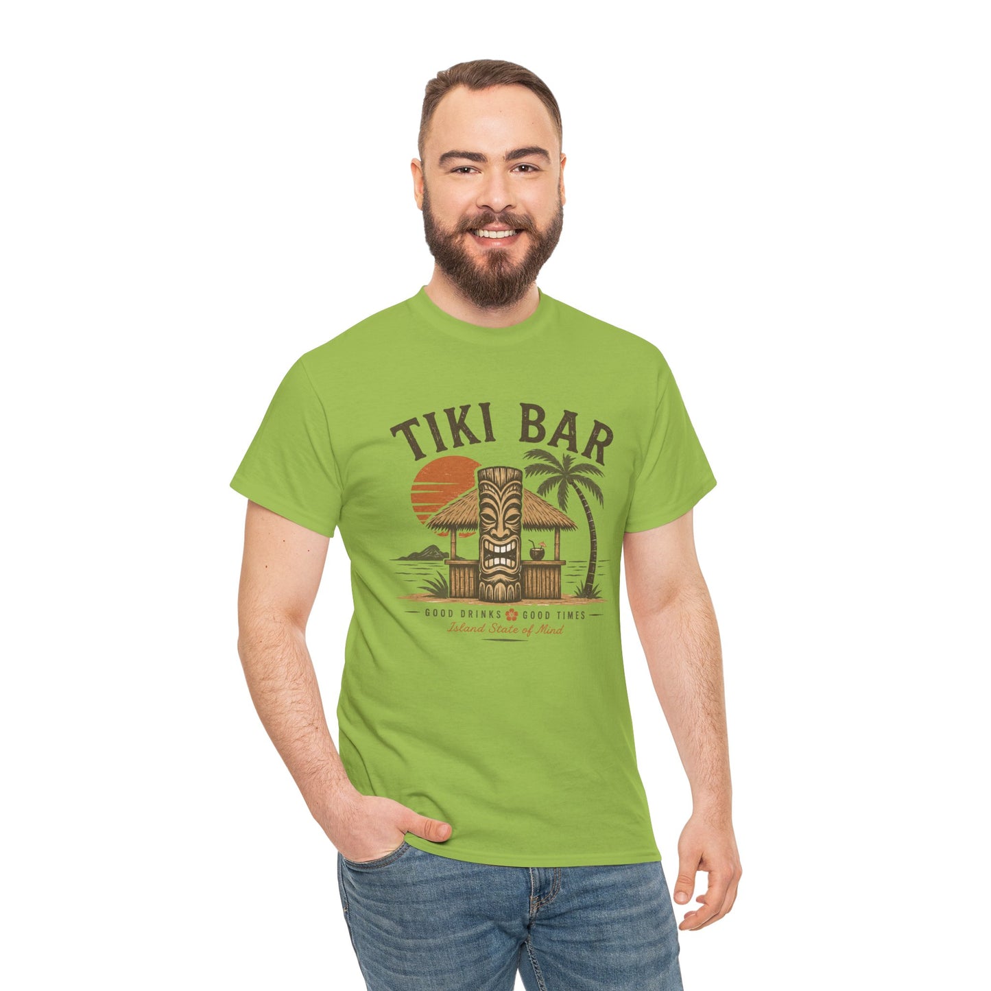 Tiki Bar Vintage Sunset Tee — Tropical Luau Beach Shirt