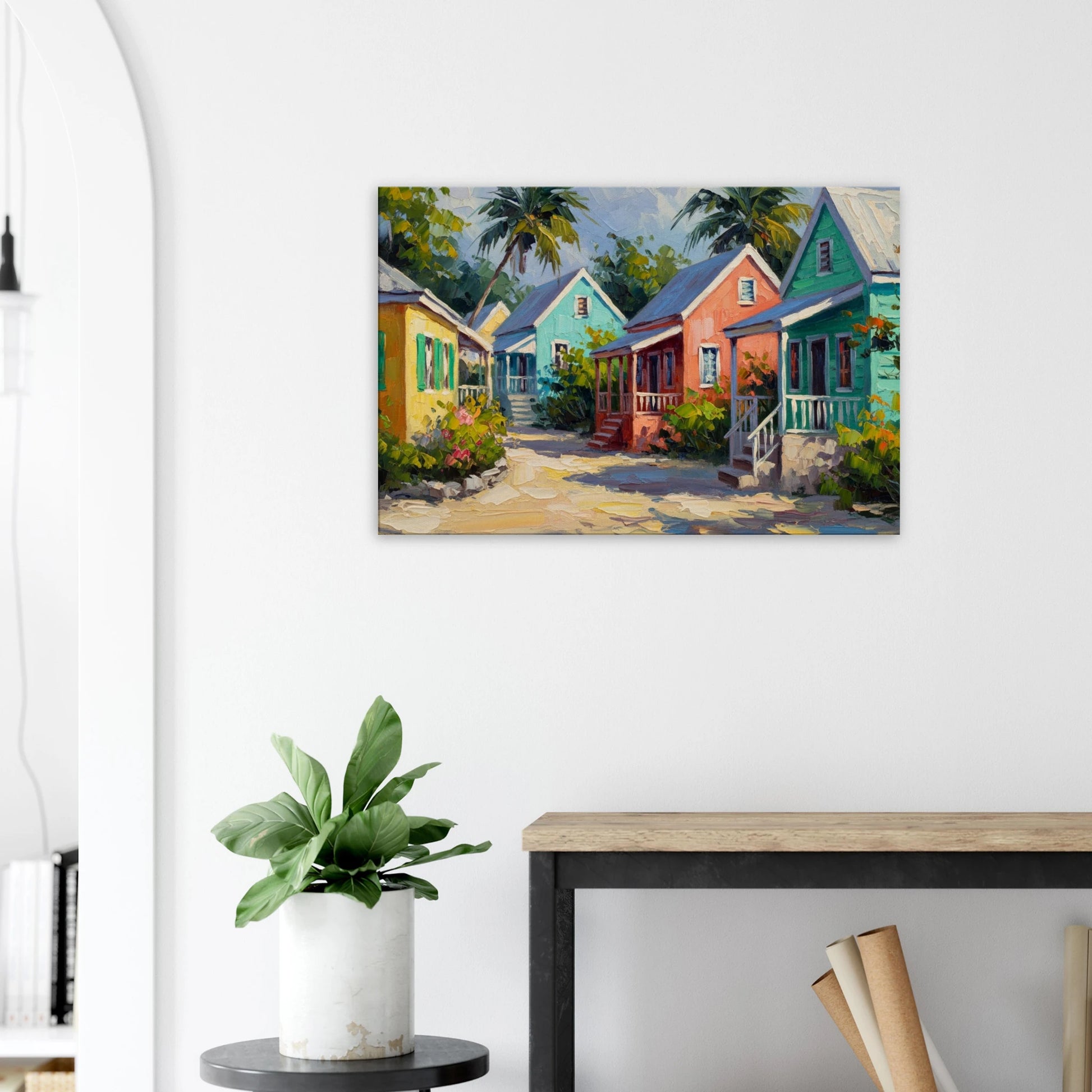  Caribbean Cabanas Canvas Wall Print - Caribbean Rays 