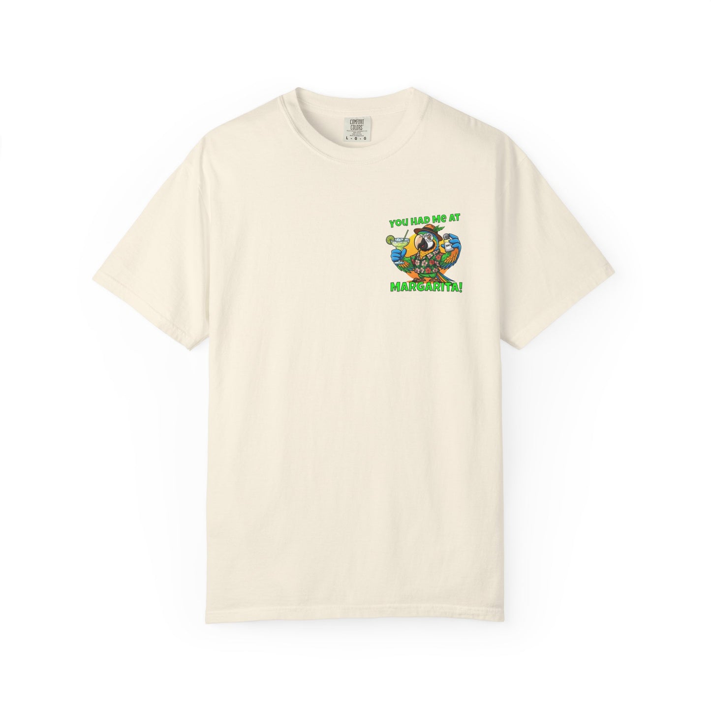You Had Me at Margarita T-Shirt — Tropical Parrot Cocktail Tee